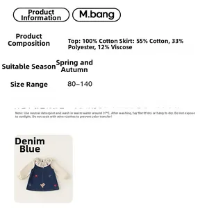 Guide des tailles et détails du tissu pour ensemble chemisier coton et robe denim