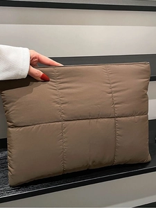Damen Gesteppte Puffer Clutch Tasche Große Kapazität Laptop Hülle Minimalistisch Einfarbig Modische Handtasche Für Den Alltag