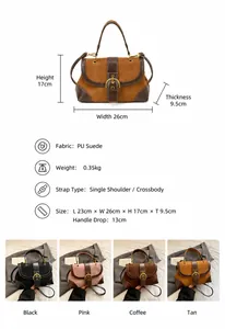 Detailed specification chart for vintage saddle bag with material and dimension info