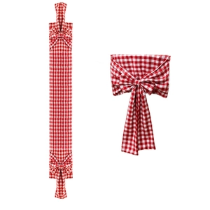 Christmas red and white checkered table runner and chair cover set for festive decor
