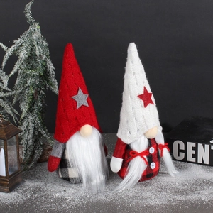 Lot de 2 nains de Noël en peluche avec chapeaux tricotés et tenues à carreaux