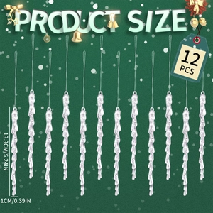Set of 12 clear acrylic Christmas icicle ornaments for festive holiday tree decoration