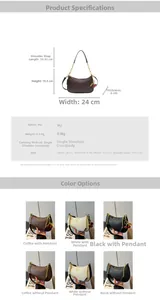 Tableau des tailles et paramètres pour le sac à bandoulière demi-lune en cuir PU