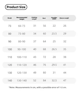 Detailed size chart for girls long sleeve lace tee showing height and measurement specs