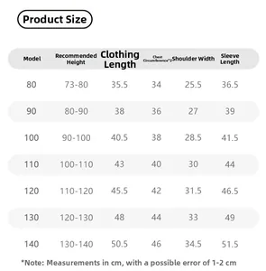 Tabella taglie dettagliata per cardigan in maglia rossa da bambina con misure del corpo