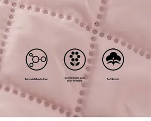 Close-up of pink quilted fabric showing soft texture and skin-friendly formaldehyde-free material