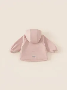 Pink hooded winter jacket for girls with back reflective detail in premium thick fabric
