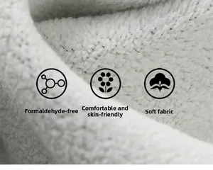 Macro detail of white sherpa fleece fabric, soft and formaldehyde-free for kids