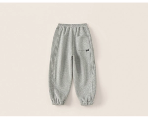 Vue détaillée arrière du jogging gris molletonné avec taille élastique et poche unique