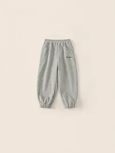 Pantalon de jogging gris chaud pour enfant avec polaire et broderie lettrée