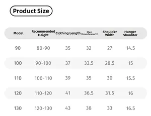 Detailed size chart for girl sweater cardigan including height, length and chest measurements