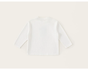 Back view of classic white cotton long sleeve crewneck t-shirt for children