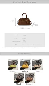 Spécifications de taille pour le sac à main Boston vintage en cuir PU mat givré