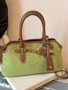 Sac Bandoulière Boston en Cuir PU Daim Vintage pour Femmes Sac Docteur Rétro avec Poignée Supérieure et Sangle Réglable
