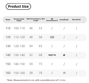Detailed size chart for girls winter coat showing height waist and length measurements