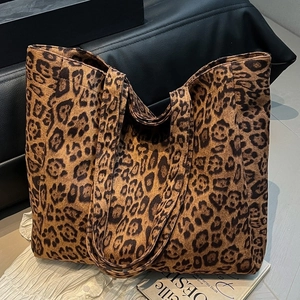 Borsa Tote Donna Grande Capacità Stampa Leopardata in Pelle PU Casual Pendolare Borsa a Spalla Moda Texture Animale