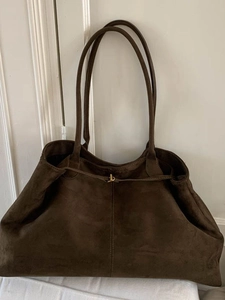 Large Capacity Faux Suede Tote Bag For Women Autumn Winter Retro Casual Shoulder Bag With Magnetic Closure Solid Color Handbag