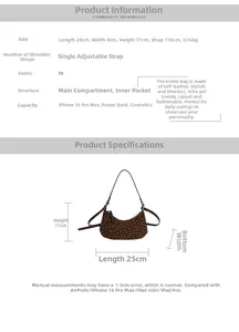 Guida alle dimensioni della borsa hobo leopardata con tracolla regolabile e dettagli
