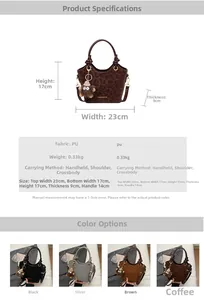 Specifiche delle dimensioni della borsa a secchiello in pelle PU leopardata con charm