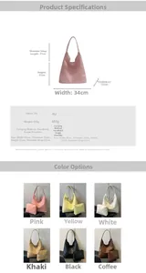 Detailed size chart and multi-color view of Large Hobo Tote Bag with pouch