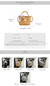 Detailed size chart for the PU leather bucket bag with dimensions and styling options