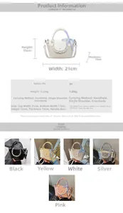 Spécifications détaillées des tailles du sac seau minimaliste en cuir PU avec dimensions