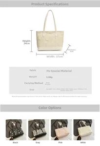 Detailed size chart for lace tote bag with weight and multi-color options available
