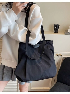Women Large Capacity Canvas Tote Bag Minimalist Contrast Color Shoulder Bag Urban Casual Versatile Handbag For Daily Shopping