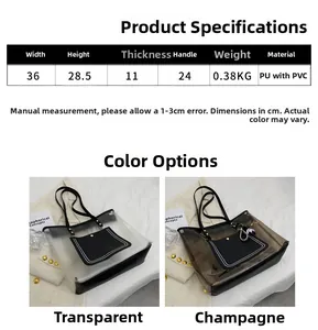 Size specifications of a large transparent tote bag with measurements in centimeters