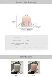 Detaillierte Größenangaben für den Vintage PU-Rucksack mit einer Höhe von 27 cm