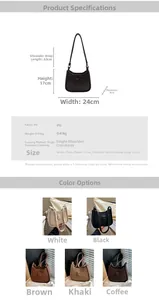 Detailed size specifications and material attributes for this minimalist PU leather bucket bag
