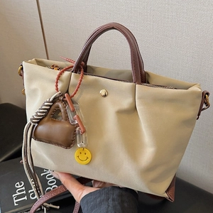 Sac Dumpling Plissé en Tissu Oxford pour Femme Sac à Épaule Bandoulière Style Coréen Tendance Avec Pendentif Sac à Main Rétro Décontracté