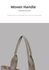 Detail of the woven tote bag handle showing reinforced stitching and durable texture