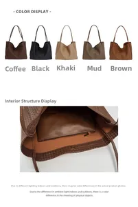 Détails de la texture tressée des grands sacs cabas avec fermoir magnétique et pochette