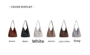 Six colors of woven texture hobo tote bags displayed in a horizontal row on white