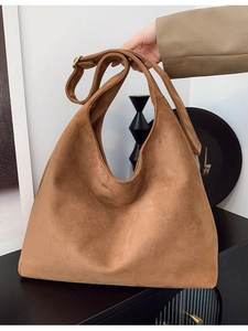 Brown frosted suede leopard print tote bag with adjustable wide shoulder strap for women