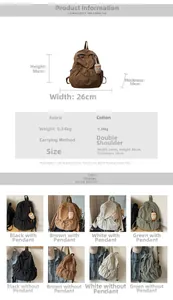 Detailed size specifications of the minimalist 38x26x10cm nylon backpack in four colors