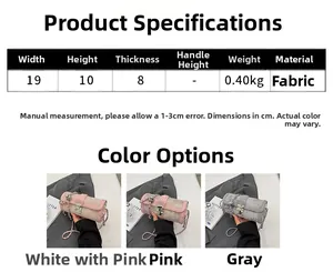 Detailed size chart of cylindrical chain bag showing three colors and dimensions