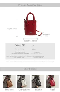 Detailed size and weight specs for the vintage PU leather bucket bag with dimensions