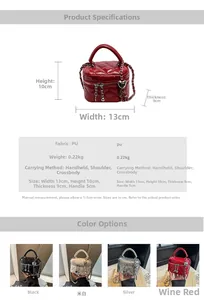 Detail showing dimensions and specifications for the silver quilted mini box bag with chain