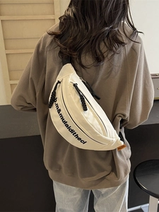 Borsa da Donna Casual in Tela a Tracolla Petto Trend di Strada Marsupio Ricamo Lettere Tracolla Regolabile Versatile Quotidiano