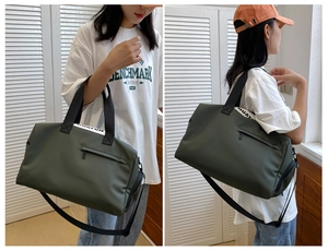 Deep olive waterproof sports bag with dual handles and adjustable shoulder strap for travel