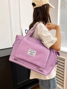 Large purple Oxford cloth travel bag for women, waterproof gym bag with shoulder straps