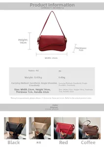 Detailed view of the PU leather texture and dimensions of the stylish underarm bag