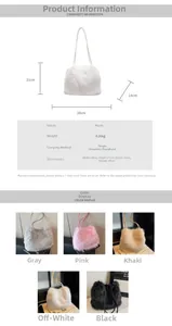 Spécifications de taille et cinq variantes de couleurs pour sacs seau en peluche douce