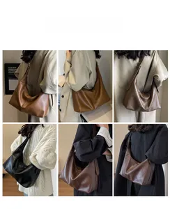 Sacs hobo chics grande capacité en marron et noir portés par un mannequin en collage