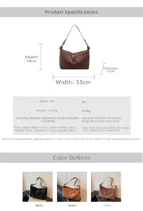 Spécifications détaillées et tableau des matières pour grand sac cabas en cuir PU mat