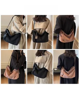 Close-up of vintage hobo crossbody bag showing high-capacity design and soft pleated texture