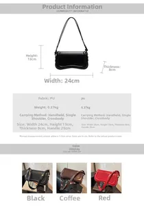 Spécifications de taille pour un sac à bandoulière minimaliste en cuir PU