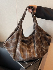 Sac à Épaule Écossais Grande Capacité pour Femmes Vintage Fourre-tout pour Navettage Quotidien École Sac Hobo Souple